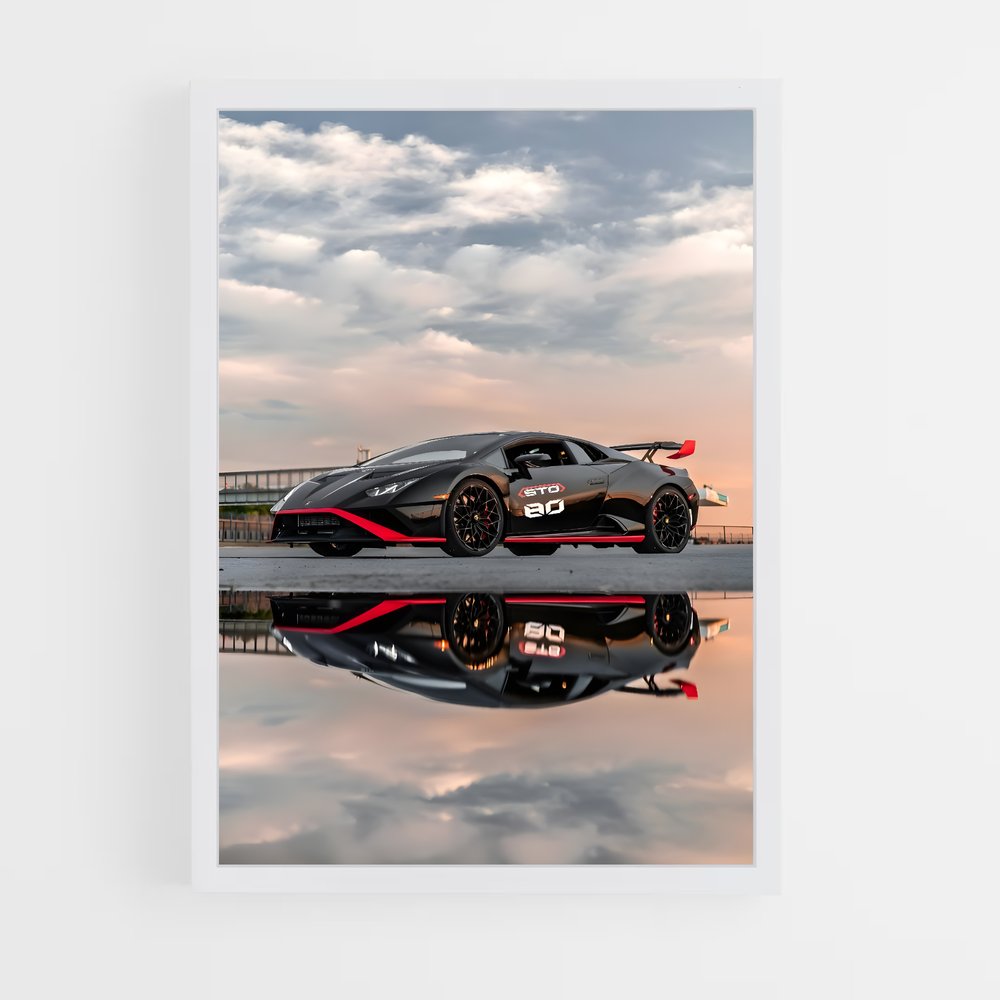 Poster Huracan Noir et Rouge – affiche Lamborghini (vue 3)